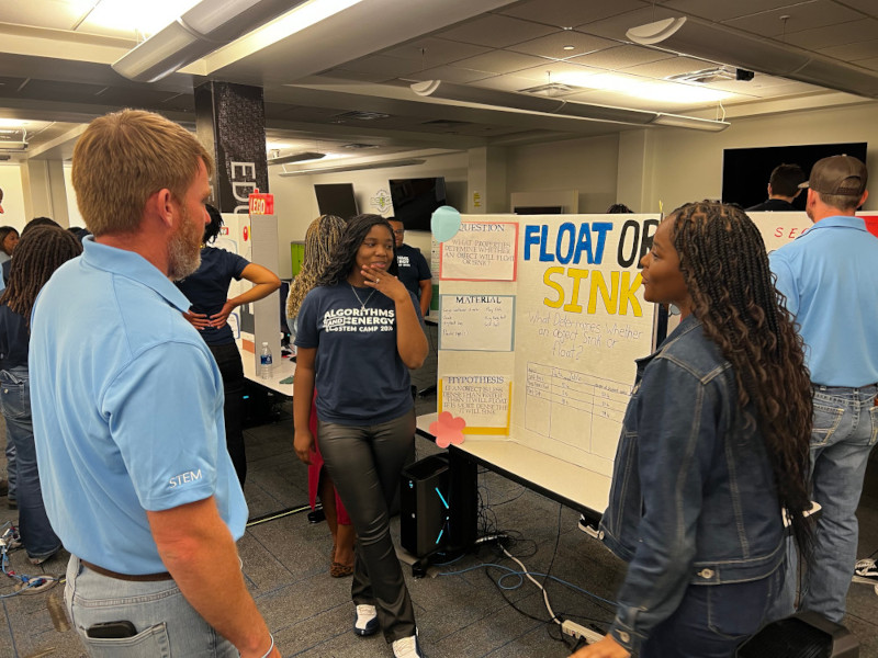 Students giving presentations