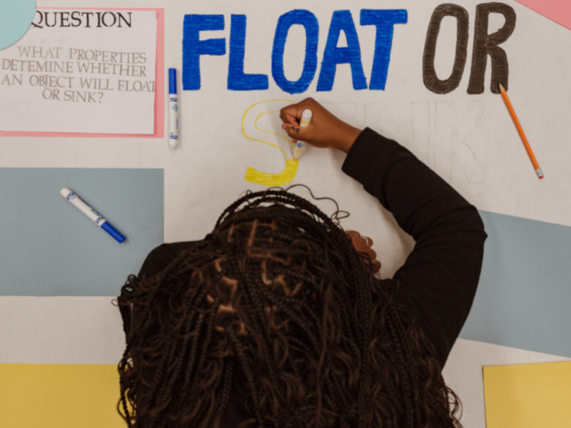 Student working on presentation