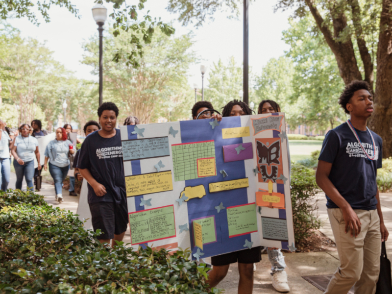 Students walking on campus