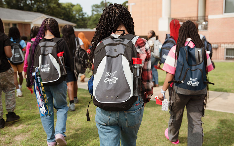 Students walking on campus