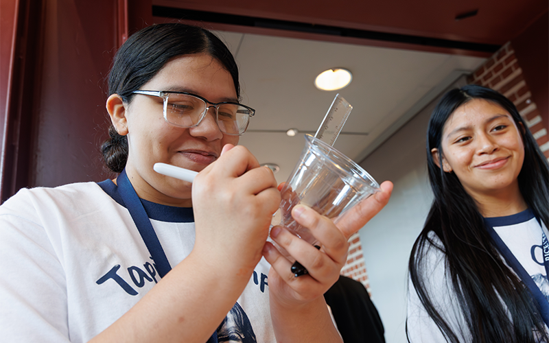 Students building reservoirs