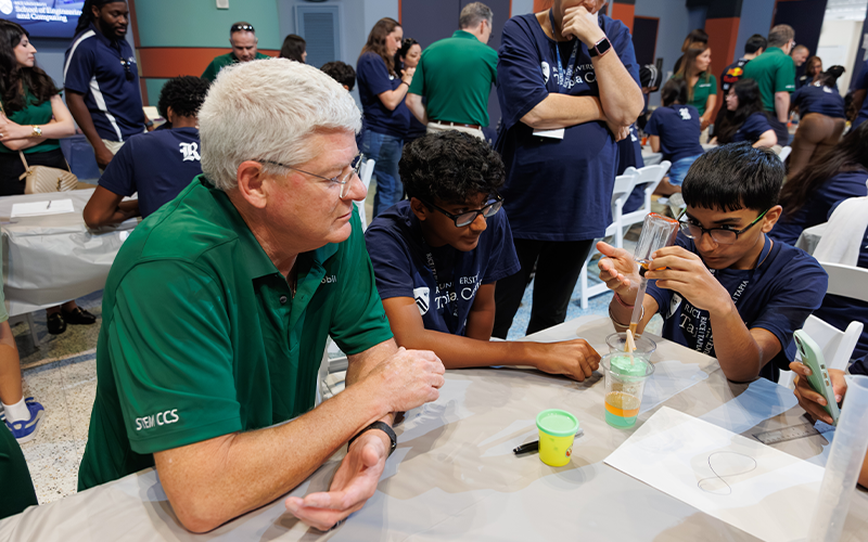 Students building reservoirs