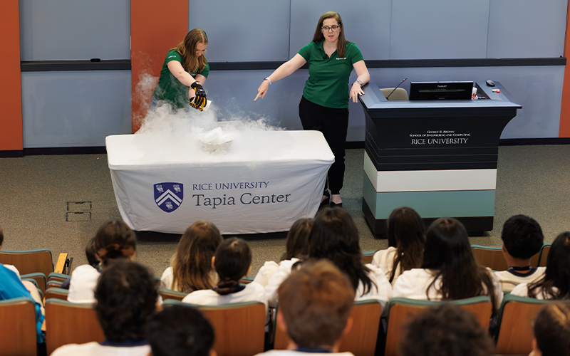 Students building reservoirs