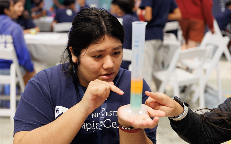 Students building reservoirs
