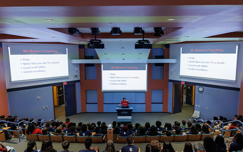 Students listening to Dr. Tapia