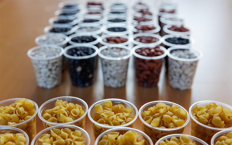 Students building reservoirs