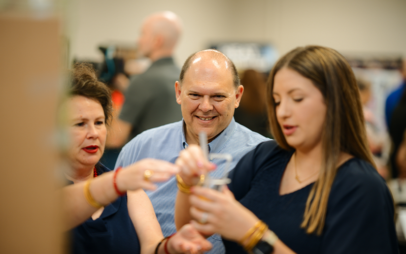 Educators doing experiments