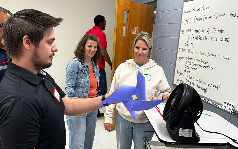 Educators doing experiments