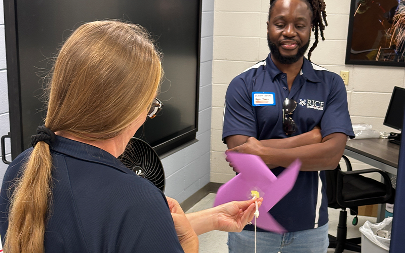 Educators conducting experiment