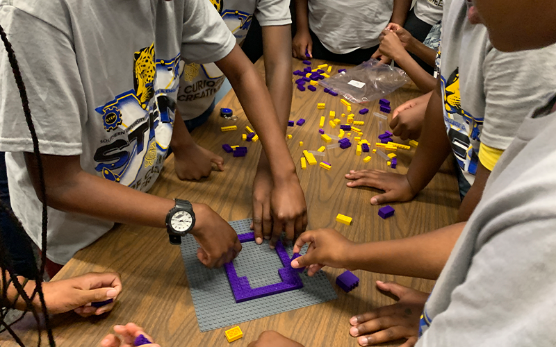 Students doing experiments